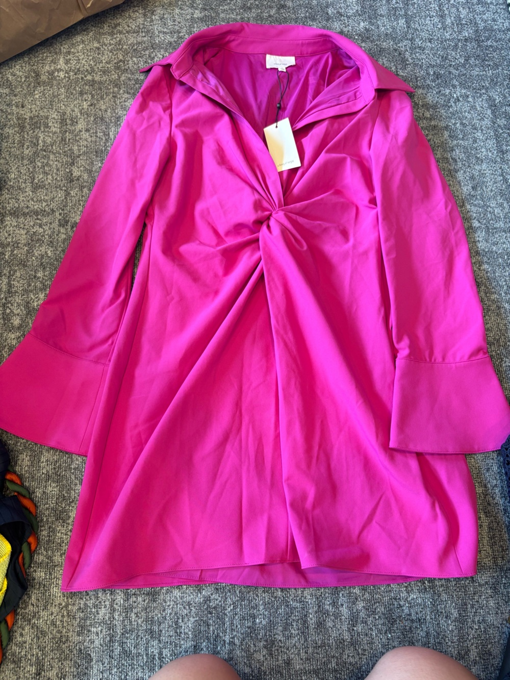 cinq a sept Fuchsia Twist-Front Midi Dress